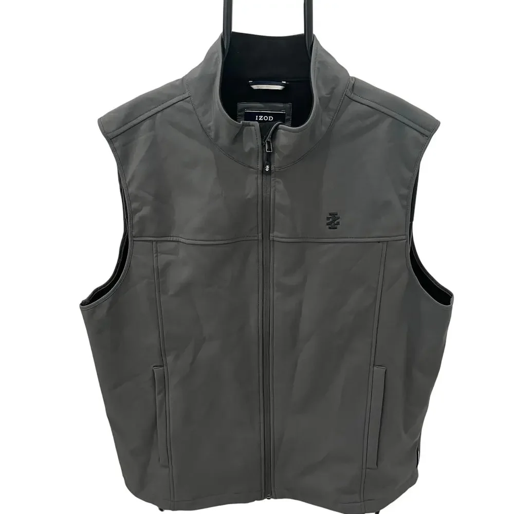 Izod Men's XL Grey Softshell Fleece Lined Vest